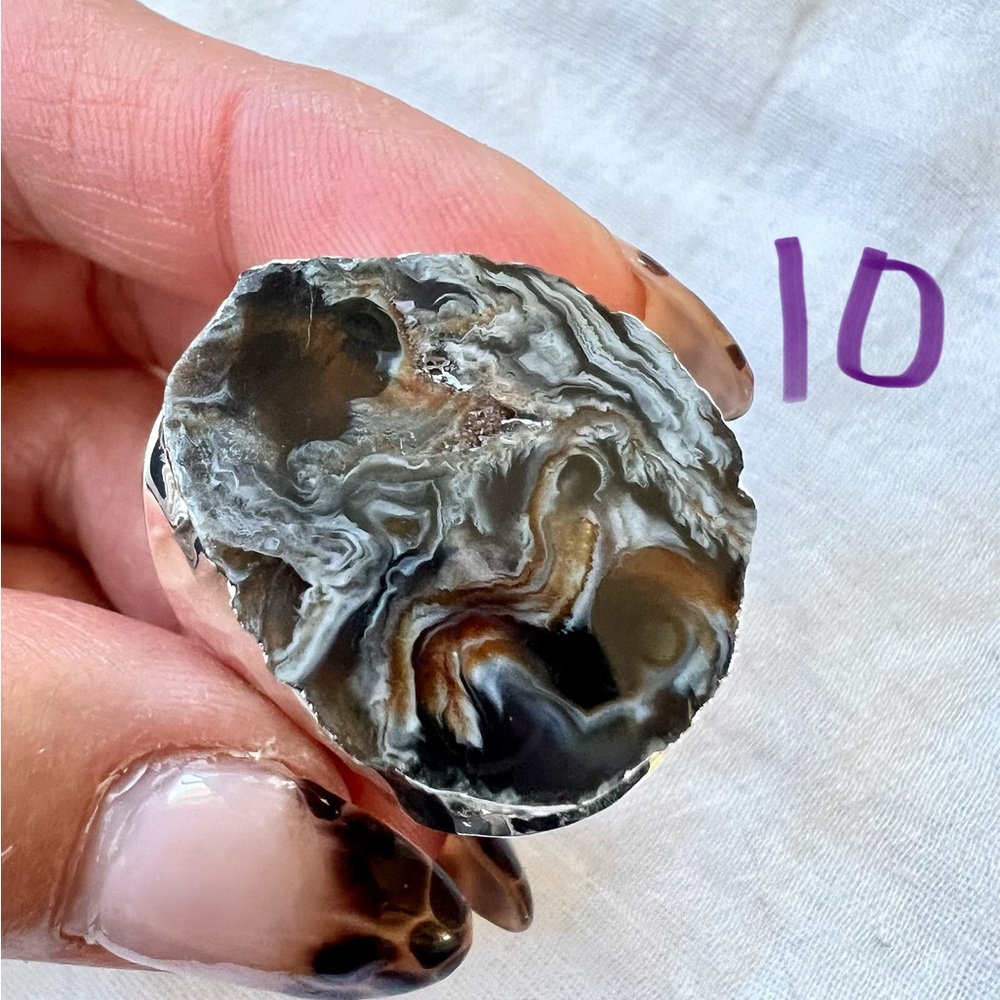 925 Micro Quartz Crystals in Geode Agate Ring 6 7 8 - Picture 14 of 16
